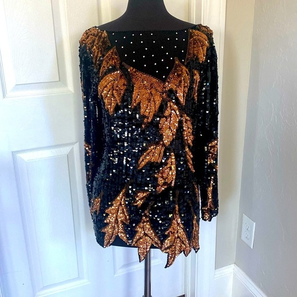 Lillie Rubin Tops - Lillie Rubin Vintage Sequined Silk Dress/Tunic